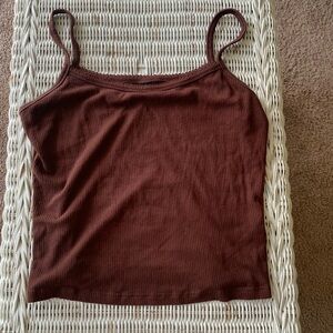 SHEIN Chocolate Brown Ribbed Camisole